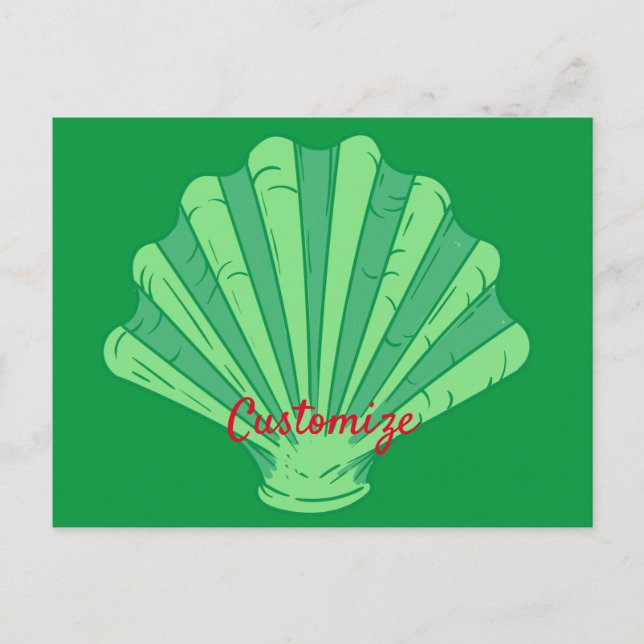 Cartão Postal Sage Green Scallop Shell Thunder_Cove (Frente)