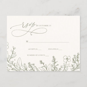 Cartão Postal Sage Wildflower Woodland Garden Floral RSVP