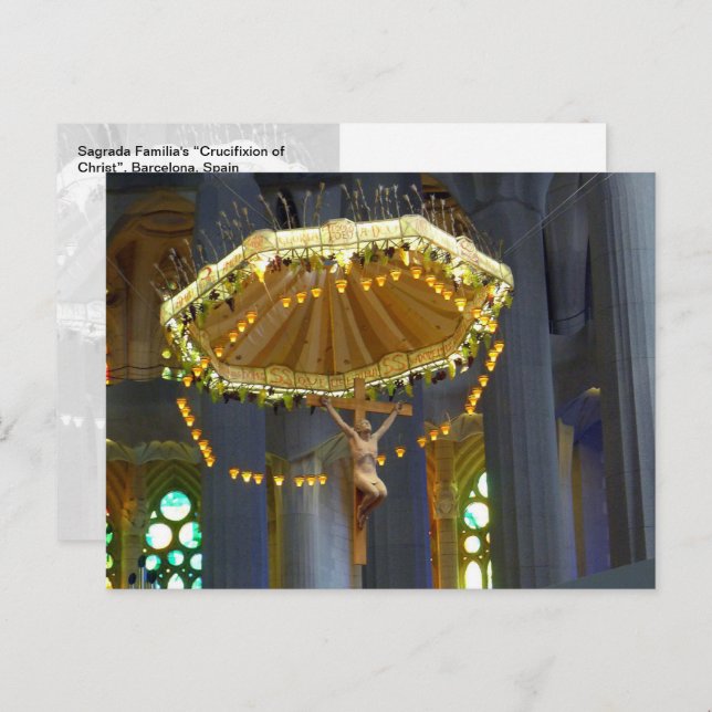 Cartão Postal Sagrada Família Crucifix, Barcelona, Espanha - (Frente/Verso)