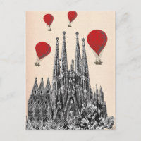 Sagrada Família e Balões de Ar Quente Vermelho 2