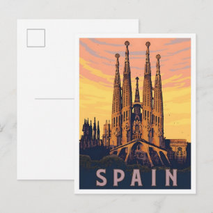 Cartão Postal Sagrada Família Espanha Viagem Vintage