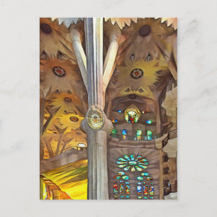 Cartão Postal Sagrada Família. Interior. Ver 11.