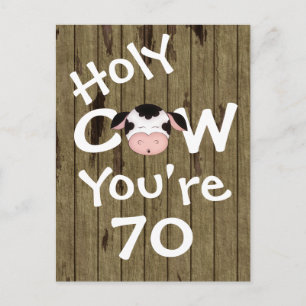Cartão Postal Sagrada Vaca, você é 70 anos de aniversário humorí