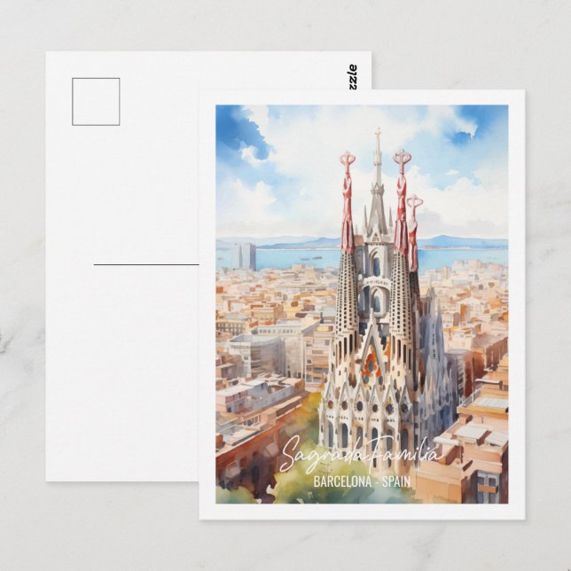 Cartão Postal Sagrade Familia Barcelona Familia Viagem (Frente/Verso)