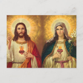 Cartão Postal Sagrado Coração de Jesus e Virgem Maria