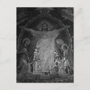 Cartão Postal Sagrado Coração de Jesus mosaico principal Vintage