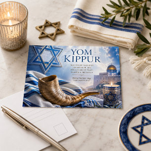 Cartão Postal Sagrado Shofar de Yom Kippur, Estrela de Davi