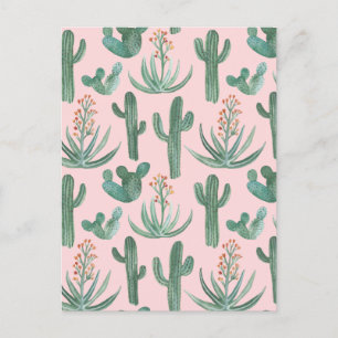 Cartão Postal Saguaro Cactus Aloe Watercolor