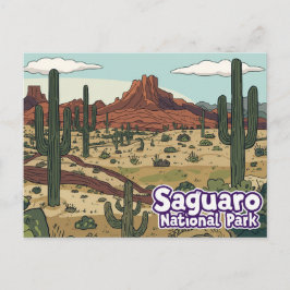 Cartão Postal Saguaro National Park Cartoon Art