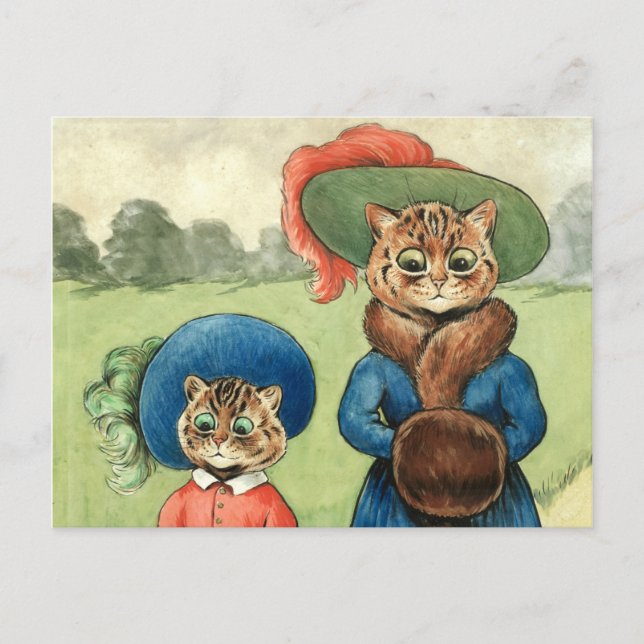 Cartão Postal Saia com tia por Louis Wain (Frente)