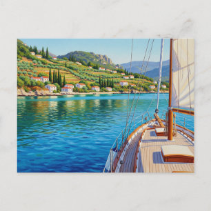 Cartão Postal Saiboat em Corfu Grécia