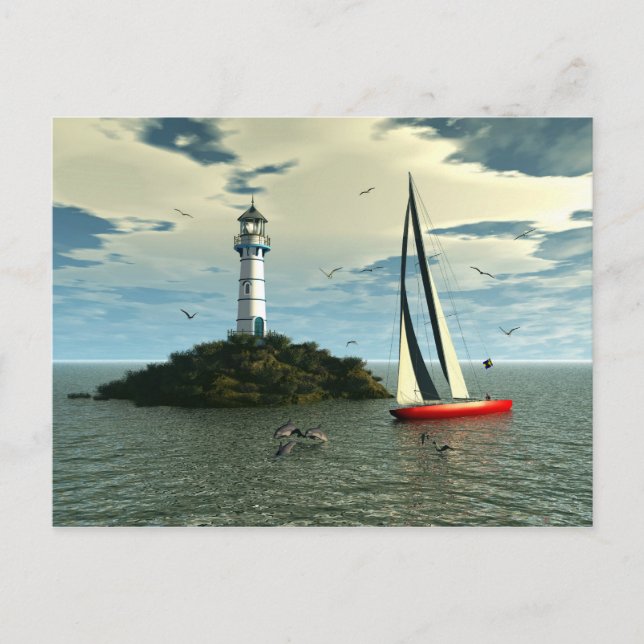 Cartão Postal Sailing with dolphins postcard (Frente)
