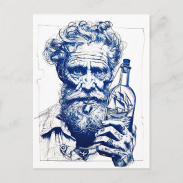 Cartão Postal Sailor Holding Bottle Containing Small Model Ship
