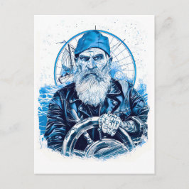 Cartão Postal Sailor Steering Ship Wheel In Maritime Setting