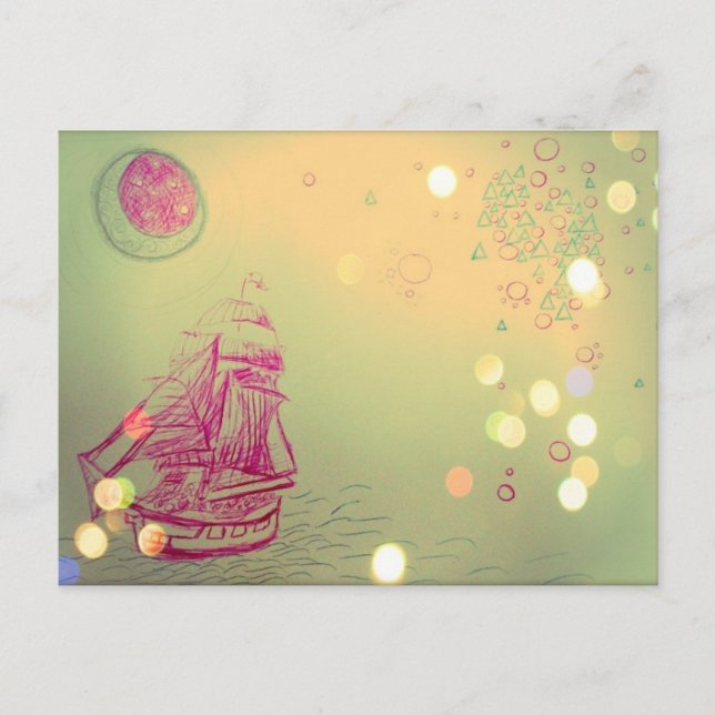 Cartão Postal Sailship Under Circular Skies (Frente)