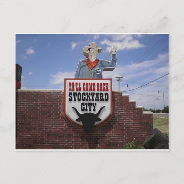 Cartão Postal Saindo dos Stockyards do Oklahoma City (Frente)