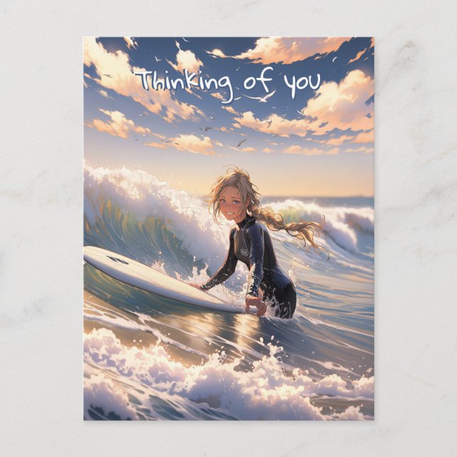 Cartão Postal Saindo para pegar uma onda (Frente)