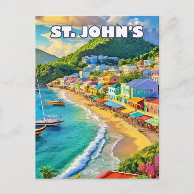 Cartão Postal Saint John's, a sparkling jewel of the Caribbean (Frente)