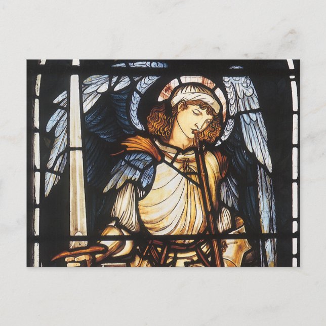 Cartão Postal Saint Michael by Sir Edward Coley Burne-Jones (Frente)