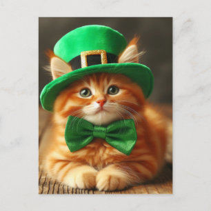 Cartão Postal Saint Patricks Day Ginger Kitten