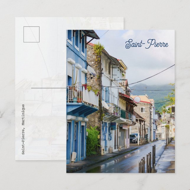 Cartão Postal Saint-Pierre Martinique Historic Colorful Town (Frente/Verso)
