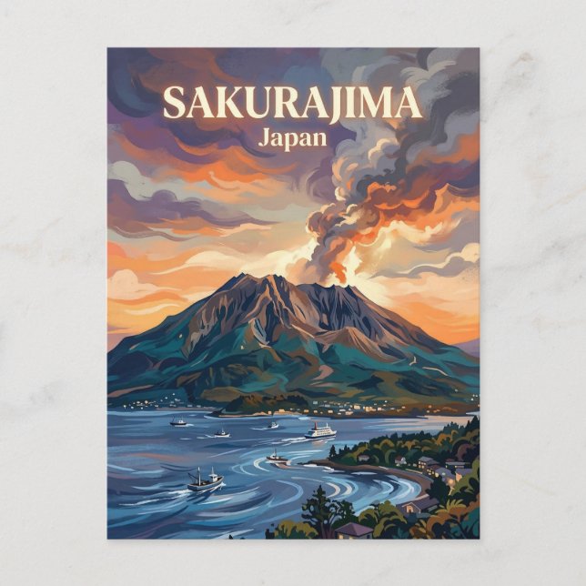 Cartão Postal Sakurajima Japão (Frente)