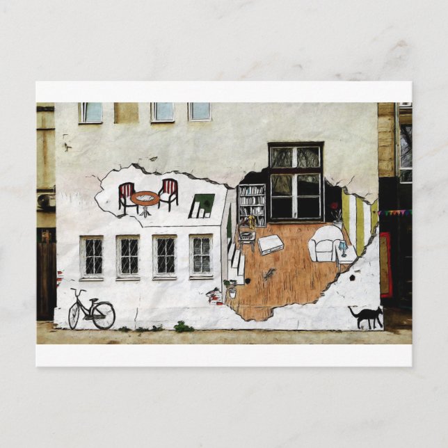 Cartão Postal sala de arte de parede (Frente)