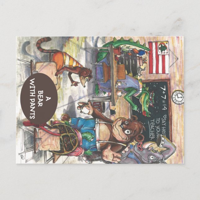 Cartão Postal Sala de aula do livro "Um Urso Com Calças" (Frente)