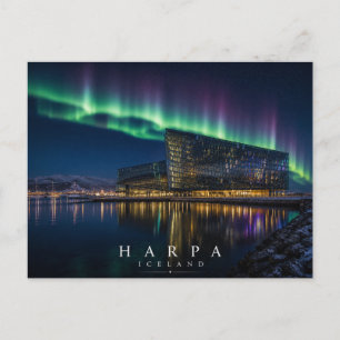 Cartão Postal Sala de Concertos Harpa Reiquiavique Islândia Auro