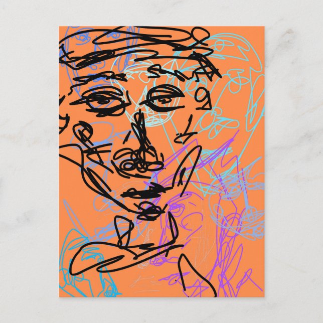 Cartão Postal Sala de Desenho de Trabalho da Linha Funky (Frente)