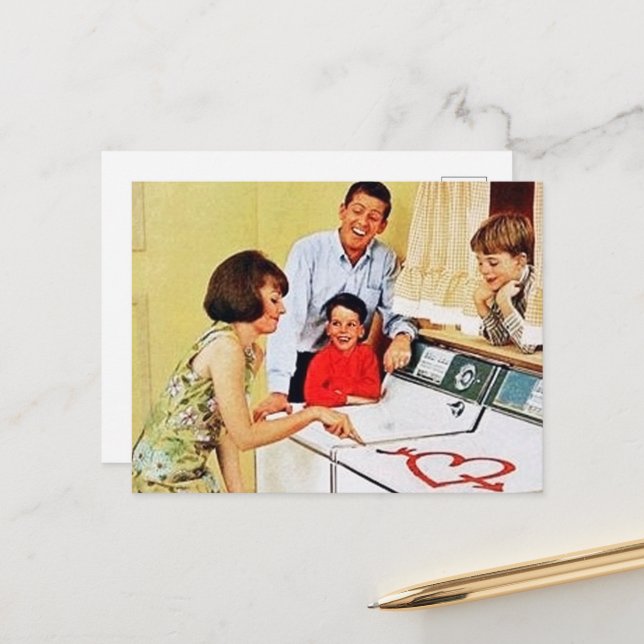 Cartão Postal sala de lavanderia de retro fofo (Frente/Verso In Situ)