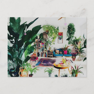 Cartão Postal Sala de Moradia Preenchida por Plantas