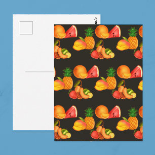 Cartão Postal Salada Colorida de Fruta de Verão