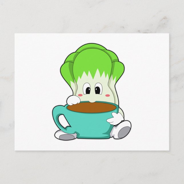 Cartão Postal Salada com Xícara de Café (Frente)