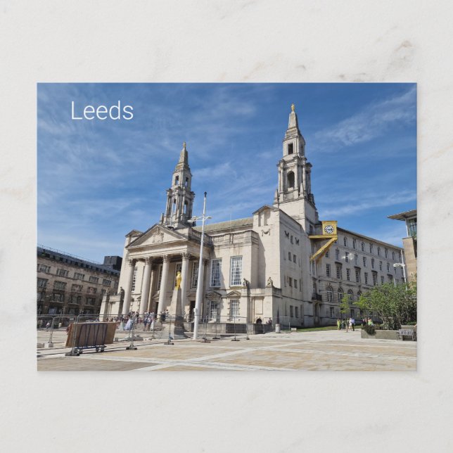 Cartão Postal Salão Cívico de Leeds (Frente)