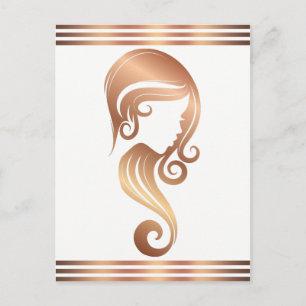 Cartão Postal Salão de Cabelo e Maquiagem Chic Rose Gold Beauty 