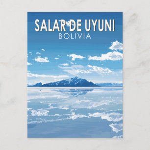 Cartão Postal Salar de Uyuni Bolívia Viagem Arte Vintage
