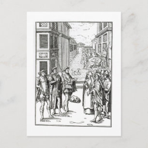 Cartão Postal Sale by Town Crier, after a woodcut in 'Praxis Rer