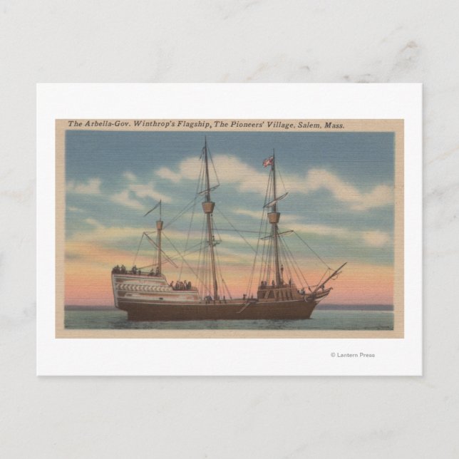 Cartão Postal Salem, MÃES - Vista da Arbella do Capitão Winthrop (Frente)