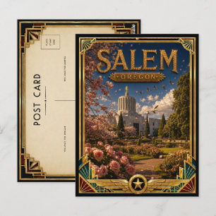 Cartão Postal Salem Oregon Arte Deco Vintage Idade Dourada