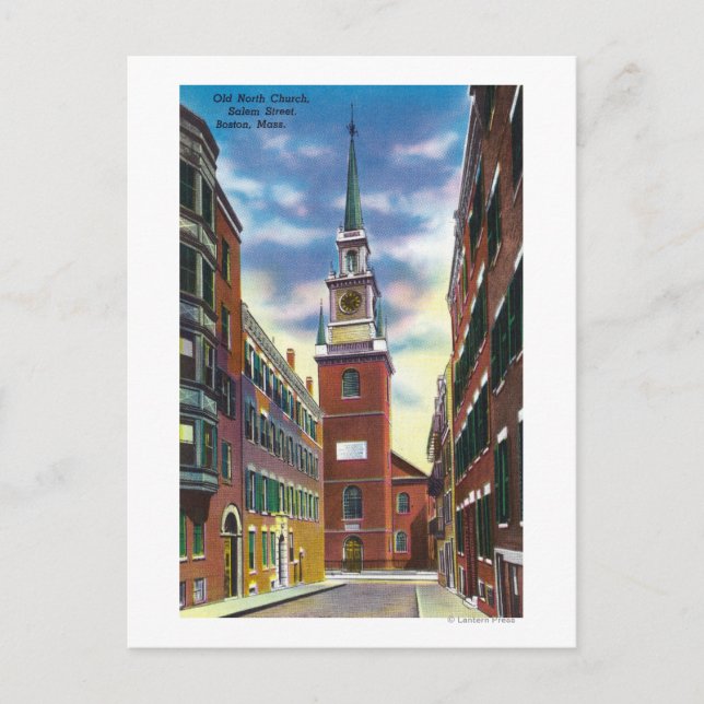 Cartão Postal Salem Street View of Old North Church Bldg (Frente)