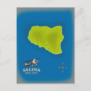 Cartão Postal Salina, mapa de posteres de viagens da Sicília