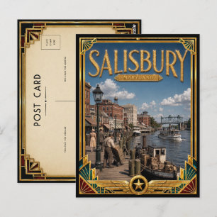 Cartão Postal Salisbury Maryland Arte Deco Vintage Idade Dourada