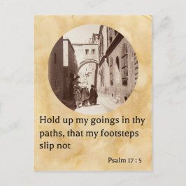 Cartão Postal Salm 17:5 em uma antiga foto da Via Dolorosa