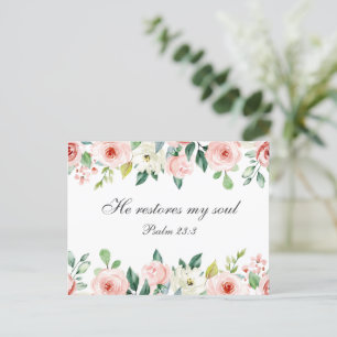 Cartão Postal Salm 23:3 Ele Restaura minha Bíblia de Alma Verso 