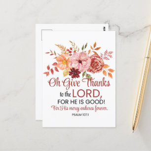 Cartão Postal Salmo 107:1 Oh Dê Graças ao Senhor Floral Fall