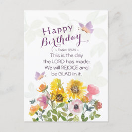 Cartão Postal Salmo 118:24 Este é o Dia das Flores de Aniversári