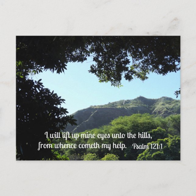 Cartão Postal Salmo 121:1 Eu levanto os meus olhos para o (Frente)