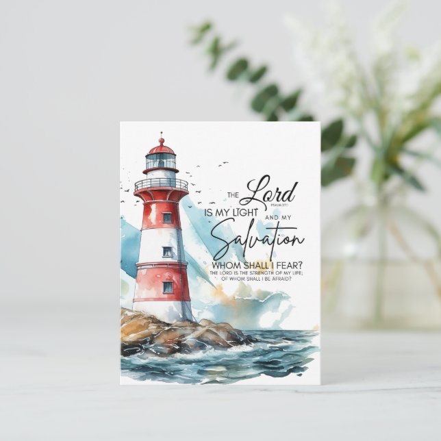 Cartão Postal Salmo 27:1 Bíblia LORD é minha Luz e Salvação (Em pé/Frente)