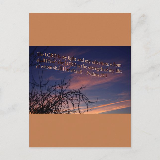 Cartão Postal Salmo 27:1 no amanhecer (Frente)
